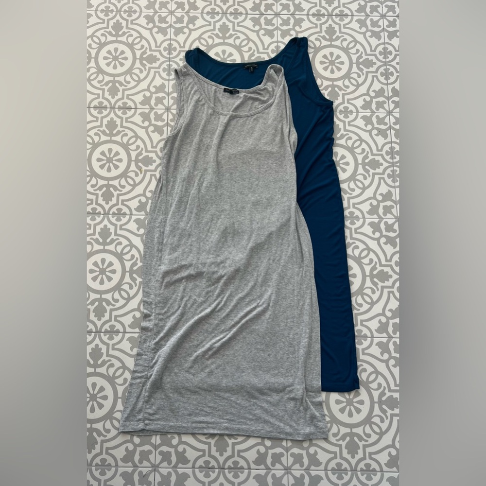 Two Universal Standard Foundations tank dresses, blue and grey, VGUC.